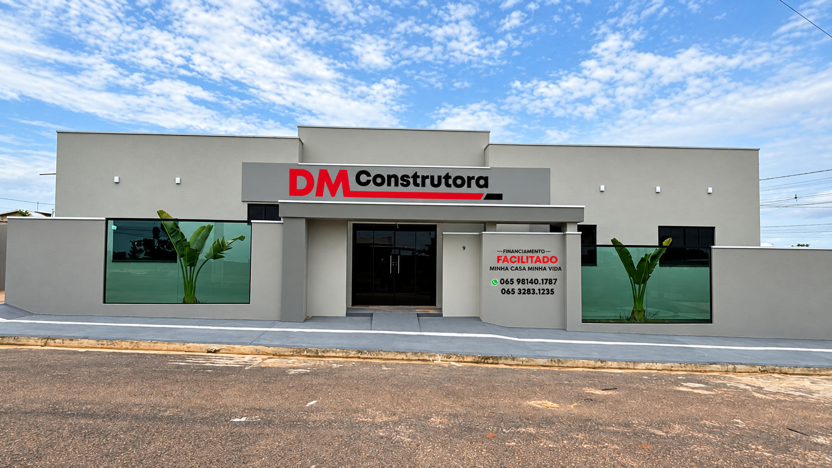 Fachada da DM Construtora em Comodoro, MT